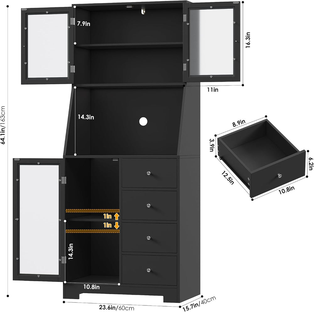 BOTLOG 64'' Kitchen Pantry Storage Cabinet, Tall Kitchen Storage Cabi...