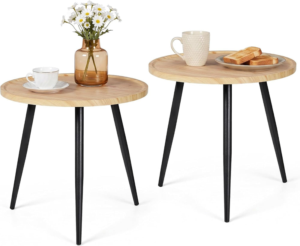 VECELO Modern Side Table, Round Small End Table, Exclusively Designed Hand-Cr...