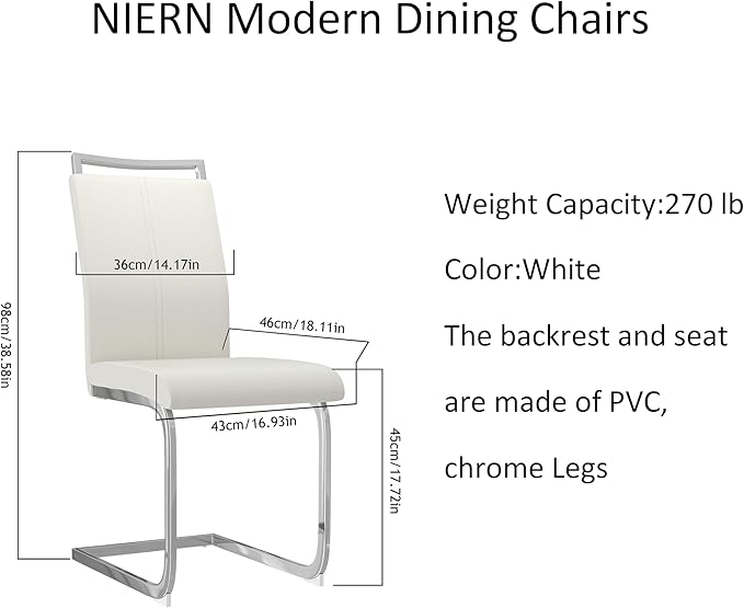 5 Piece Dining Table Table Set, Modern Tempered Glass Dining Table Set for 4 Kitchen Table Set with 4 Upholstered Chairs for Kitchen Dining Room (Sliver Table with White Chairs)