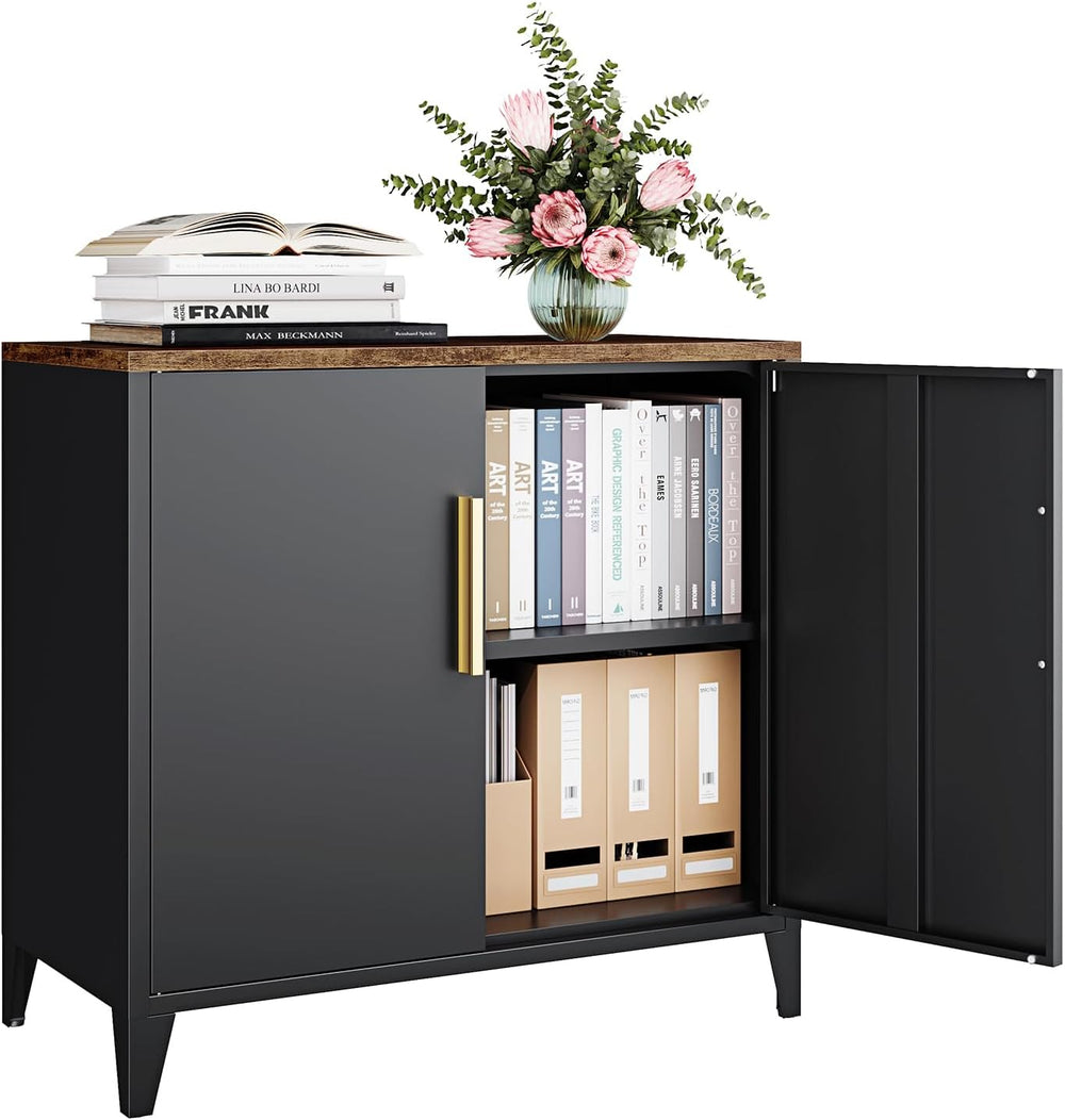Letaya Metal Storage Cabinet with Doors, Small Kitchen Office Credenza