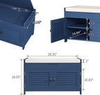 Shoe Storage Bench with Lift Top Storage, Entryway Bench with Cushioned Seat, Adjustable Shelf, 2 Tier Shoe Rack with Doors for Entryway, Bedroom, Hallway, Mudroom, Blue