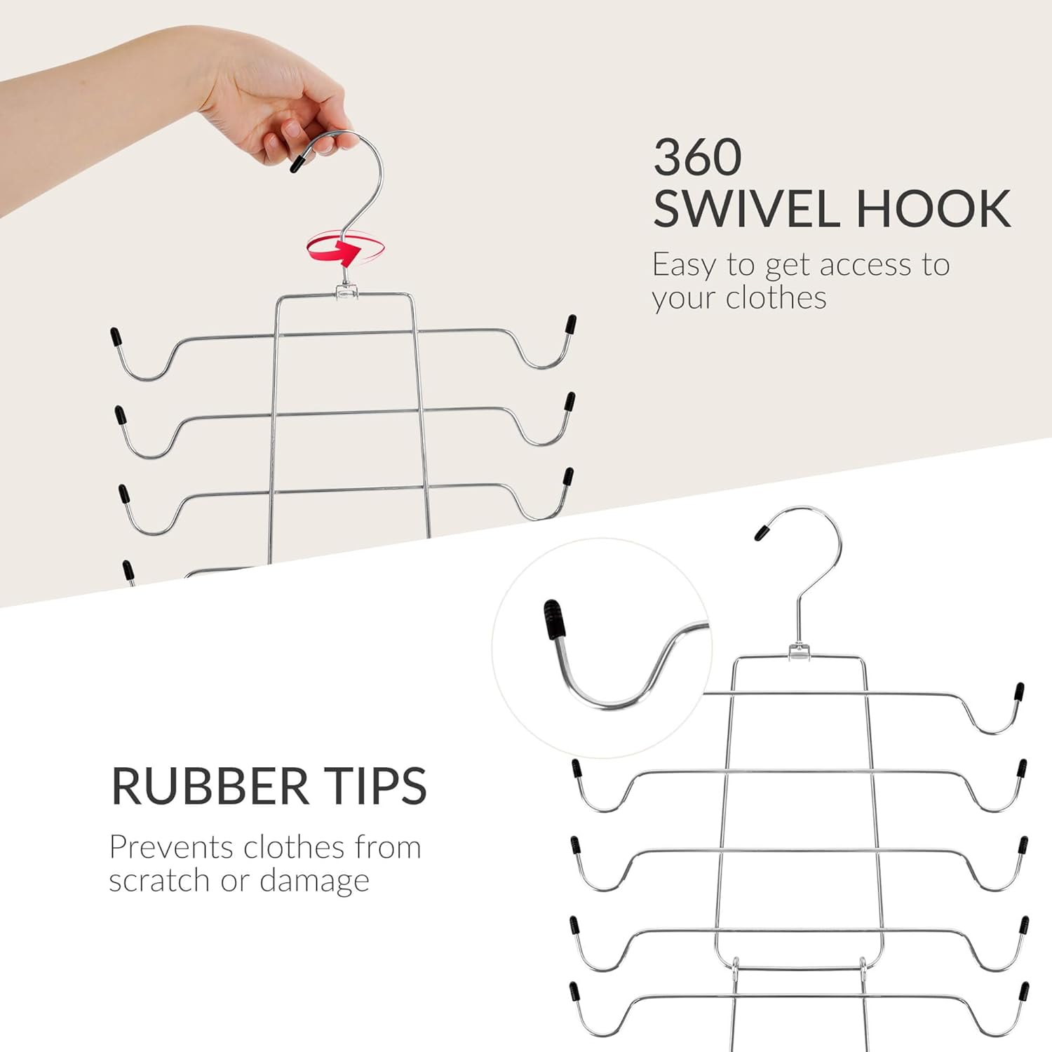 ZEDODIER 3 Pack Tank Top Hanger Space Saving, Bra Hangers for Closet Organizer, Hanging Bra Organizer Tank Tops Holder with 24 Hooks, Metal Closet Organizers and Storage Small Space Solutions, Silver