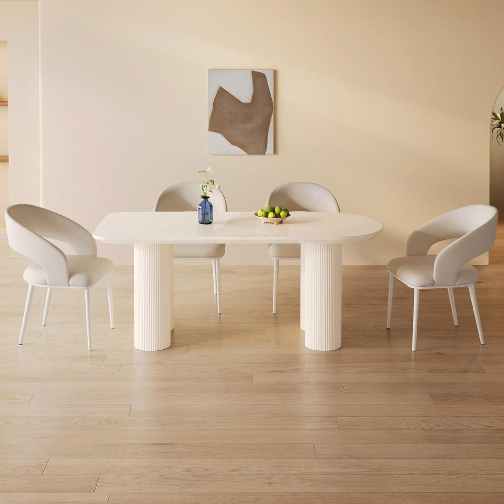 Rectangle Dining Table Set for 4, Modern Dinner Table with 4 Chairs for Kitch...