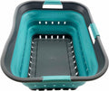 SAMMART 42L (11 gallon) Collapsible Plastic Laundry Basket - Foldable Pop Up Storage Container/Organizer - Space Saving Hamper/Basket (Grey/Crystal Blue)