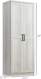 63" 2-Door Kitchen Pantry,Freestanding Storage Cabinet with 5-Tier Shelving and 2 Adjustable Shelves for Dining Room,Antique White