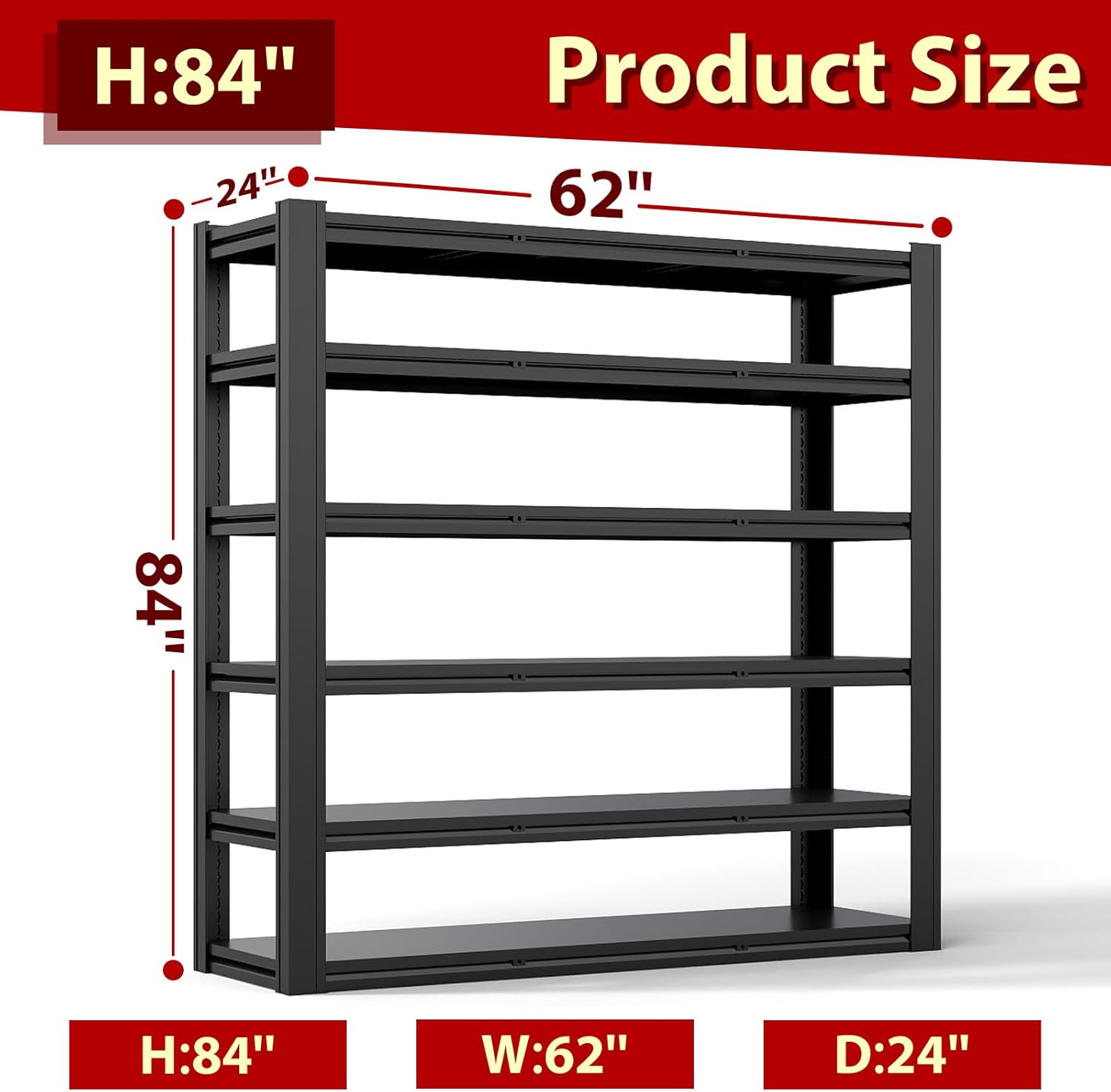 Heavy Duty Storage Shelves Unit, Adjustable Metal Garage Shelving,4200LBS Garage Storage Industrial Shelves,Storage Racks,Steel Shelf Suitable for Shop,Warehouse,Basement