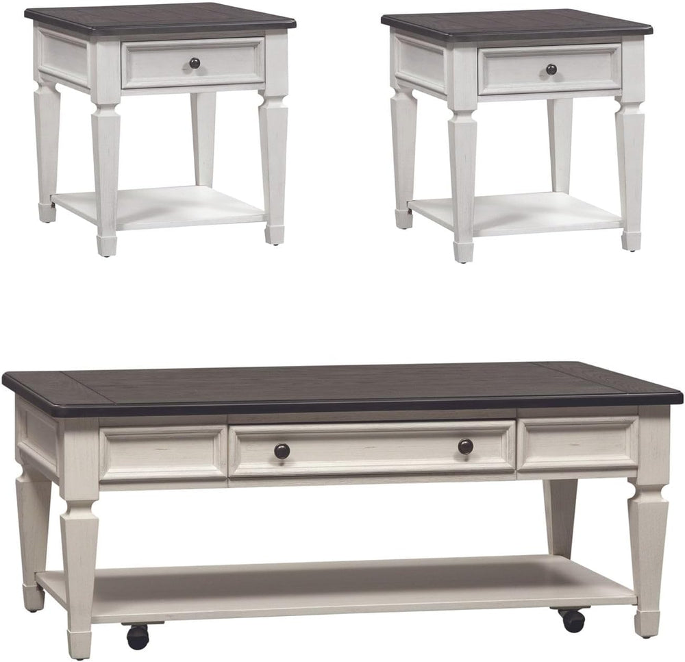 Liberty Furniture Allyson Park 3 Piece Living Room Table Set - Drawer Cocktai...