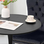 3-Pieces 31.5" Round Dining Table Set for 2, Black Dining Table & Velvet Upholstered Dining Chairs Set of 2 for Kitchen Dining Room Apartment Small Space(Quadrangular Star&Black Chairs)