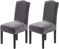 H.VERSAILTEX Velvet Dining Chair Covers Stretch Chair Covers for Dining Room Set of 2 Parson Chair Slipcovers Chair Protectors Covers Dining, Soft Thick Solid Velvet Fabric Washable,Grey