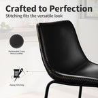 STOOLINK Counter Height Bar Stools Set of 2, 26 Inch Faux Leather Bar Stool | Bar Stools with Back, Bar Chairs, Modern, Kitchen Island, Metal Legs, Heavy Duty, Waterproof, Living Room, Black