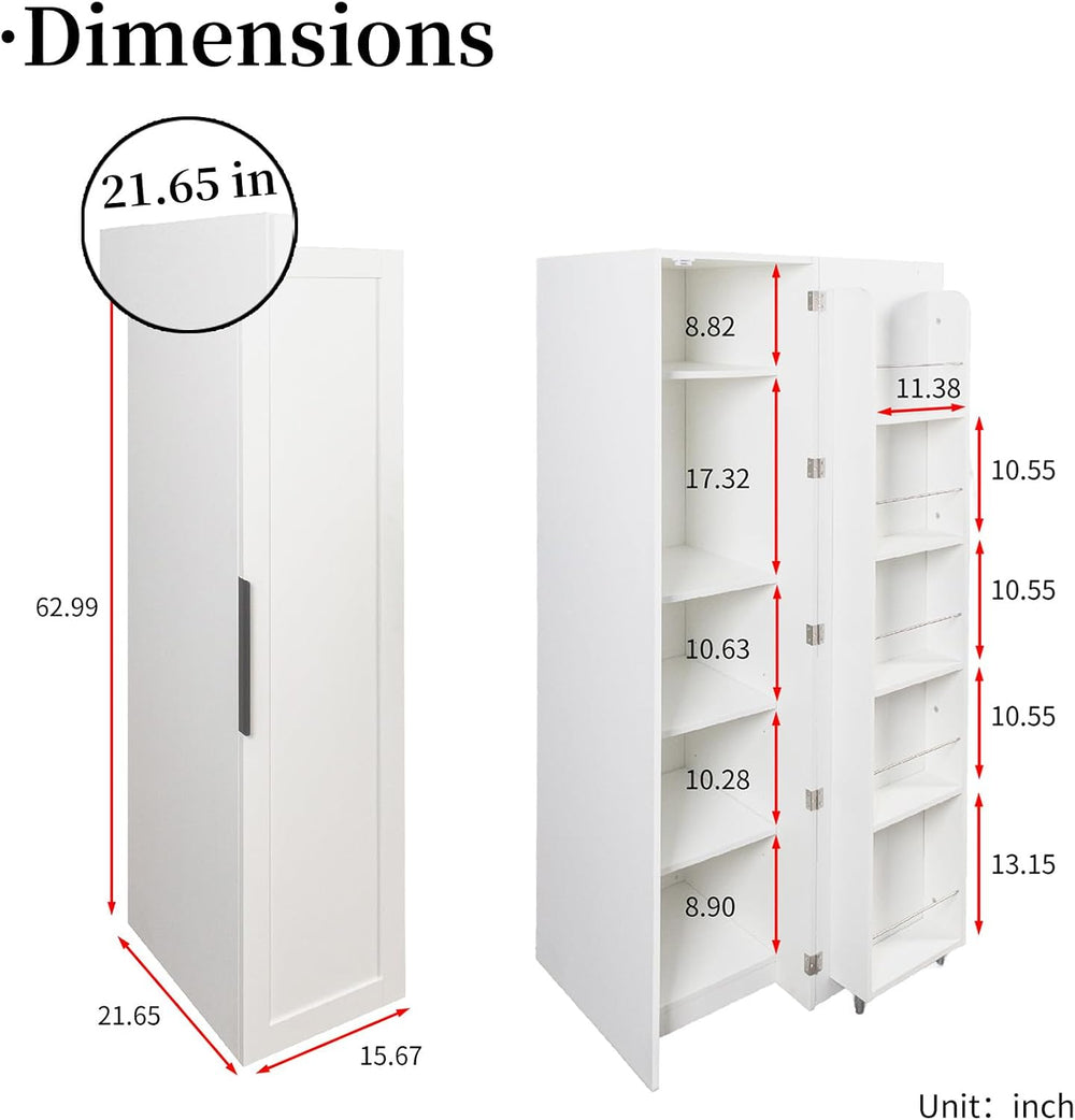 JOYSOURCE 22 in Deep Kitchen Pantry Storage Cabinet with Doors and Adjustable...