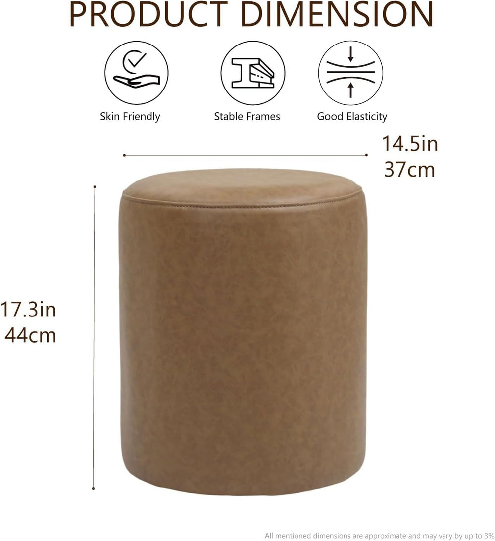 Get Set Style Modern Round Ottoman with Soft Padded Seat, Multifunctional Van...