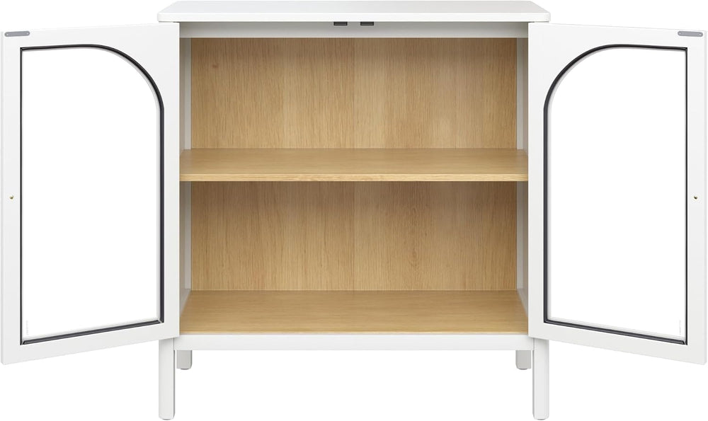 Nathan James Mason Storage Accent Cabinet Sideboard Buffet, Credenza with Gla...