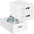 NUMINA 3 Pack CD Storage Boxes, Holds 240 CDs Total (80 Each) with Lift-Off Lid, Heavy Duty Cardboard CD Organizer with 4 Sections for Jewel Cases, CD Collection & Media Storage