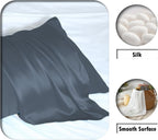 Silk Pillow Cases 2 Pack Soft Breathable and Sliky Queen Size Pillow Cases Set of 2,Natural Mulberry Satin Silk Pillowcase with Hidden Zipper for Hair and Skin (Space Grey,20"X 30",2pcs)