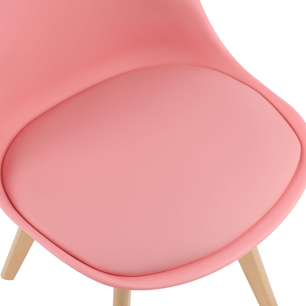 LSSBOUGHT Mid Century Modern Shell Dining Chairs(Pink, Set of 4) | Soft padde...