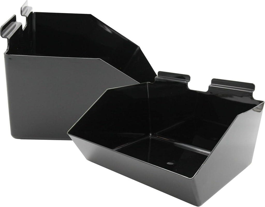 SSWBasics 12 x 5 ½ x 9 ½ inch Black Plastic Dump Bin - For Slatwall - Set of 2 - Perfect for Retail, Convenience Store, Salon, and Home Use For Storage and Organizing