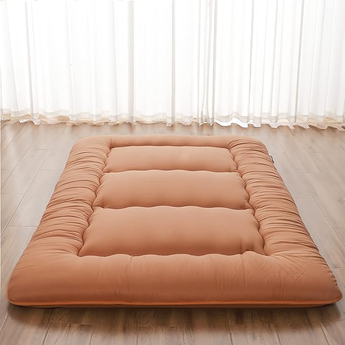 Japanese Floor Mattress, Futon Mattress with Portable Storage Bag and Washabl...