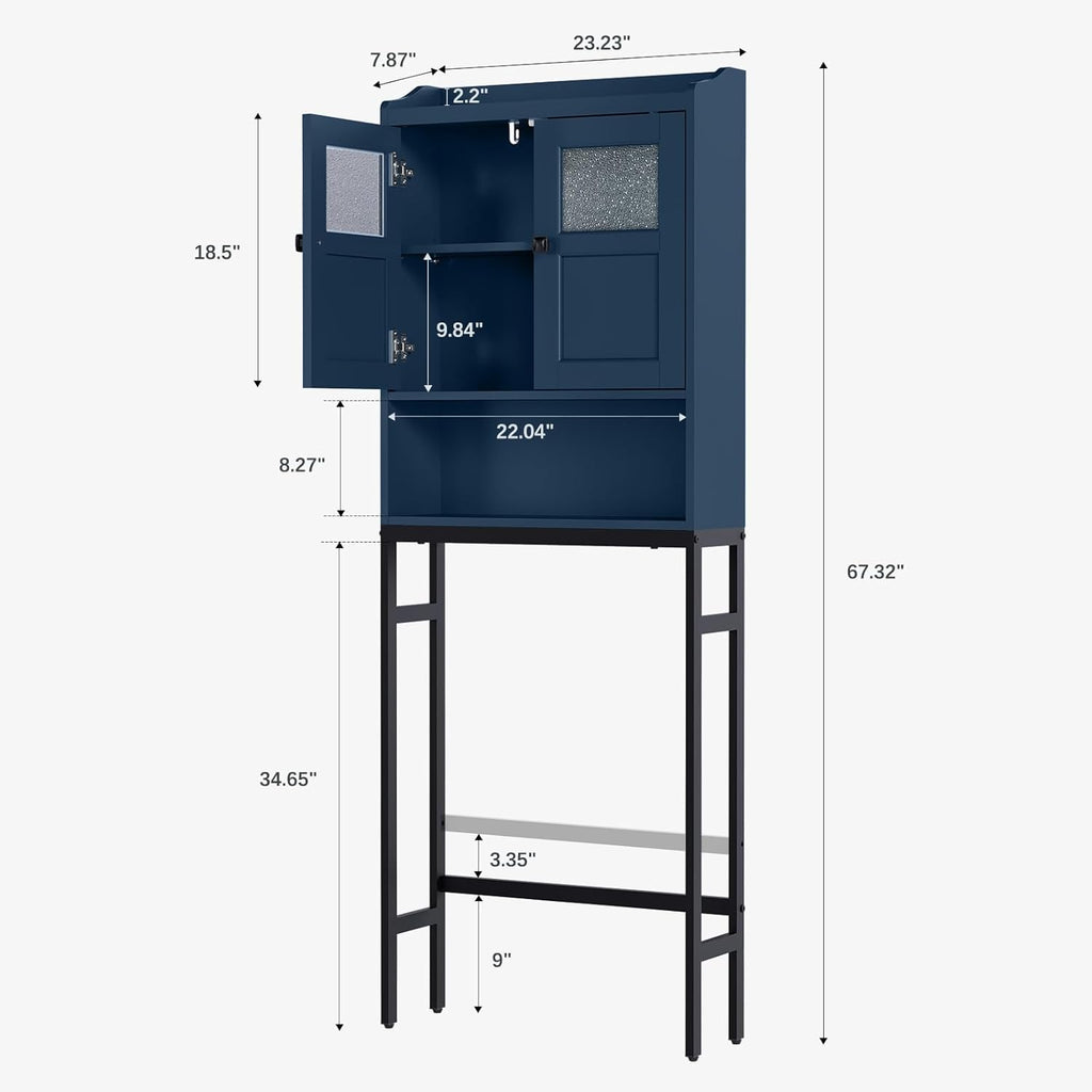 Over The Toilet Storage, Bathroom Storage Cabinet Over Toilet, Above Toilet Storage with Double Doors and Soft Hinges Over Toilet Storage Shelf Over The Toilet Storage Cabinet (Ultramarine)