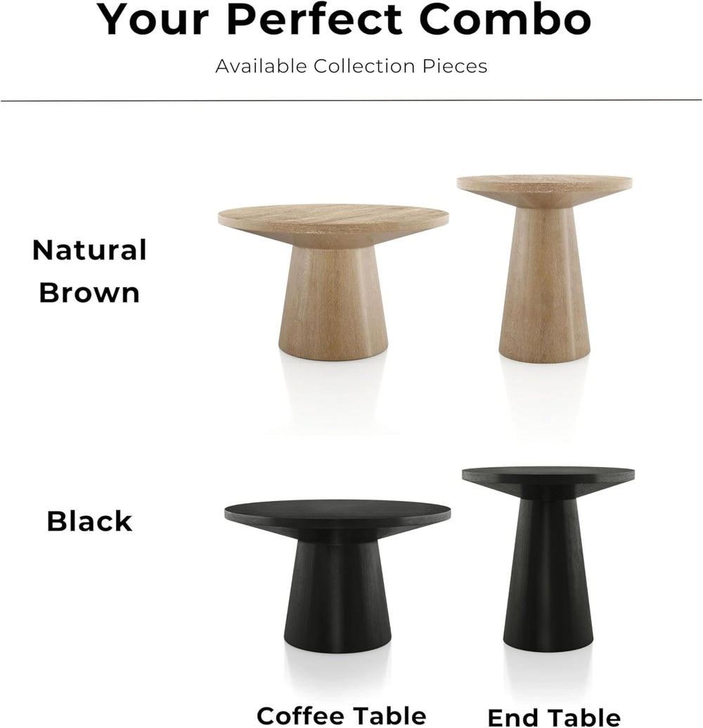 Furniture of America Crambel Modern Solid Rubberwood 20-inch Round End Table ...