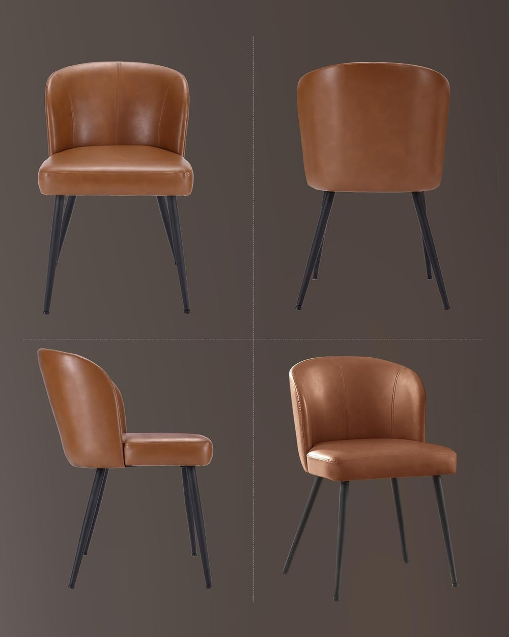 BedsPick Dining Chairs Set of 2 - PU Leather Kitchen Chairs with Metal Legs, ...