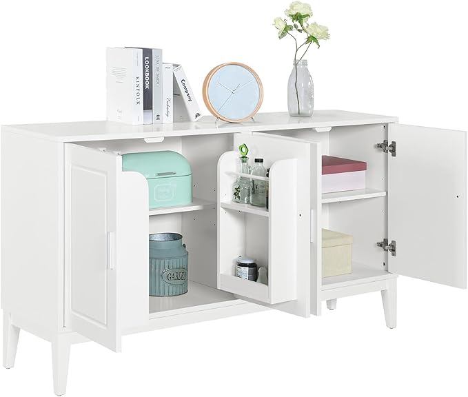 Merax Sideboard Buffet Storage Cabinet with Door Organizers, Cupboard Console Table for Kitchen, Dining and Living Room, Adjustable Shelf, White