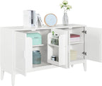 Merax Sideboard Buffet Storage Cabinet with Door Organizers, Cupboard Console Table for Kitchen, Dining and Living Room, Adjustable Shelf, White