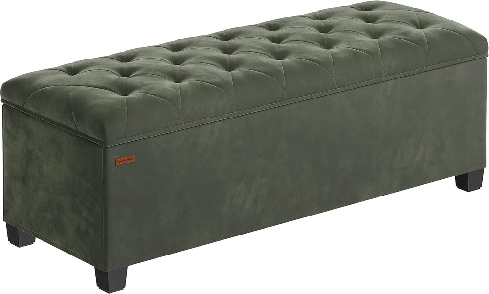 SONGMICS Velvet Storage Ottoman Bench, Foot Rest with Legs, 15.7 x 43 x 15.7 ...