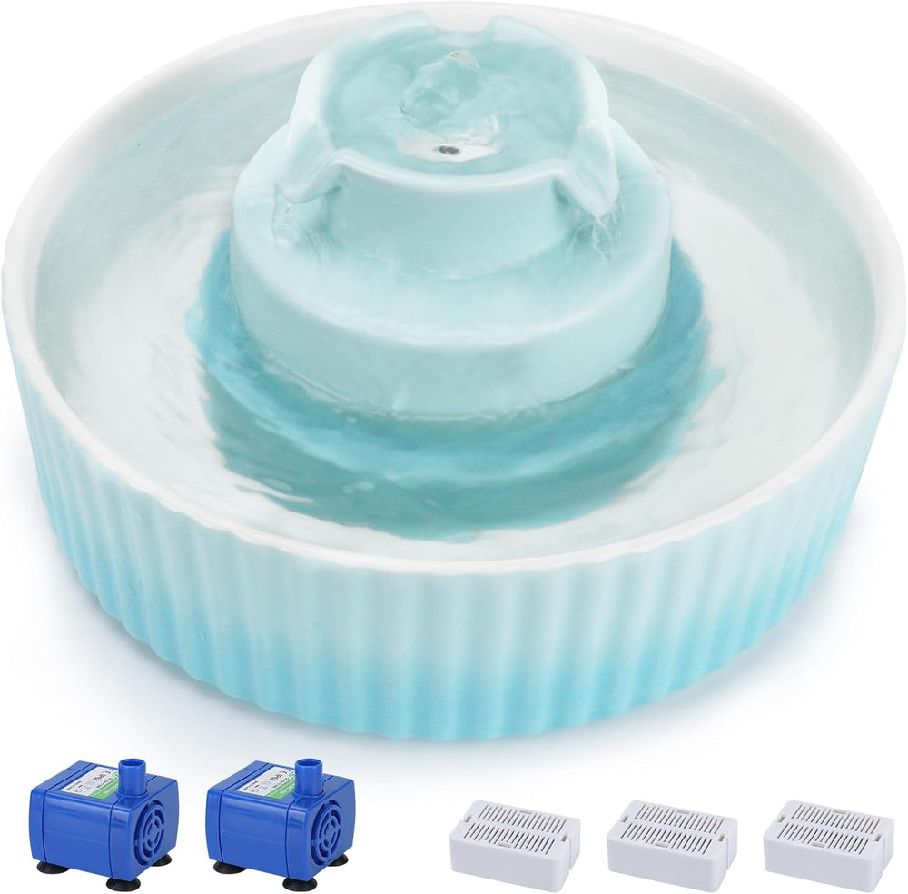 Lawfery Ceramic Cat Water Fountain, 2.1L/71oz Cupcake Pet Fountain