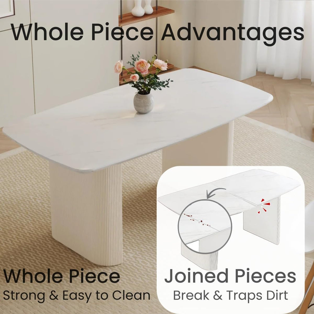 White Oval Dining Table, 67'' Dining Room Table for 4-8 People, Moder...