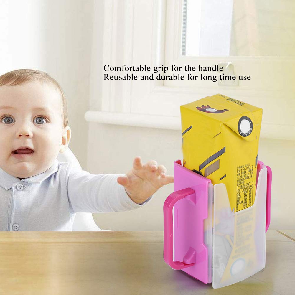 Milk Carton Holder Adjustable Spillproof Milk Drink Holder with Handle for Kid Child Kitchen Tool (Red)