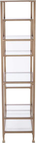 SEI Furniture Jaymes Metal/Glass Asymmetrical Étagère/Bookcase, Gold