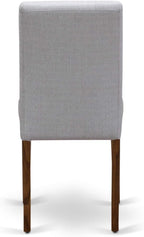 East West Furniture DMAB3-AWA-05 3 Piece Dinette Set for Small Spaces Contains a Round Dining Table with Dropleaf and 2 Grey Linen Fabric Parson Dining Chairs, 42x42 Inch, Walnut