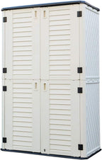HOMSPARK Storage Shed Weather Resistance, Multi-Purpose Outdoor Storage Cabinet for Backyards and Patios, Vertical Storage Shed for Lawnmower, Patio Accessories (White 1, Tall - 53 cu.ft)