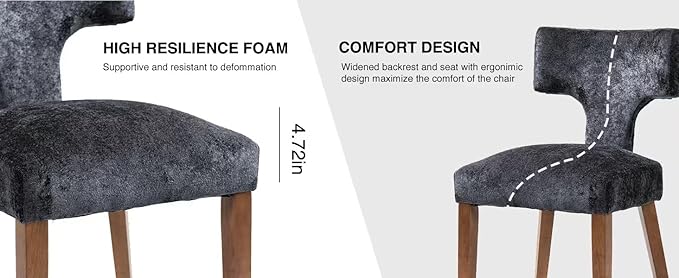 Soft Padded Dining Chairs Set of 4, Modern Farmhouse Upholstered Chairs with Linen Fabric & Rubber Wood Legs, Ergonomic Armless Seats for Dining Room Kitchen Living Room (Gray)