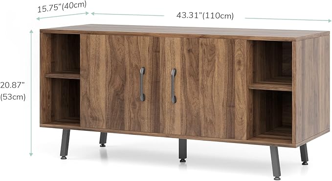 Novilla Modern Industrial TV Stand for 50 Inches TV, Classic Entertainment Center with Two Adjustable Shelves, Home Farmhouse TV Media Console Table for Living Room Bedroom, Walnut