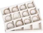 2pcs/Set Velvet Jewelry Tray, 12 Grids Large Storage Tray for Bracelet Bangle Beads Display, Jewellery Organizer Box Tray for Home Drawer or Shop Store Selling Show (Beige Velvet)