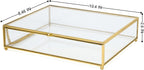 Vintage Glass Jewelry Box Keepsake Box with Hinged Lid, Clear Rectangle Storage Box Great for Storage Trinket/Jewelry/Card/Photo,Gift for Birthday Wedding-GCB009-Large