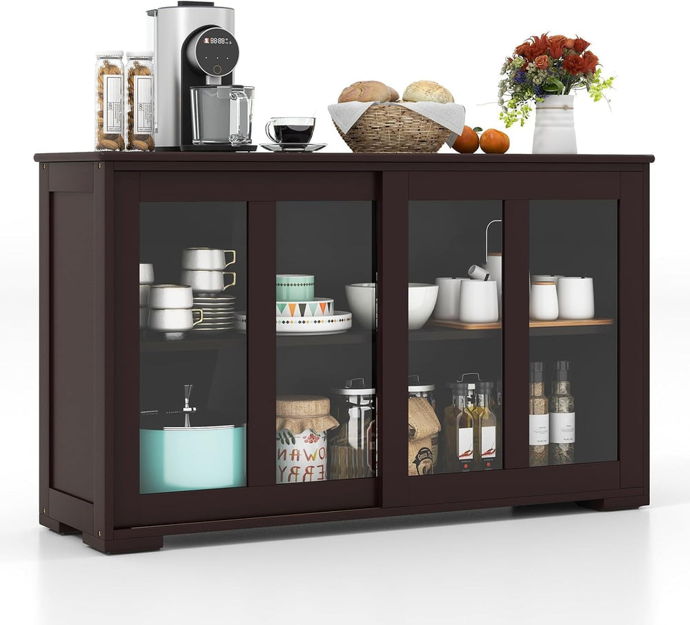 NAFORT Wooden Buffet Cabinet Sideboard with Sliding Doors, Kitchen Storage Co...