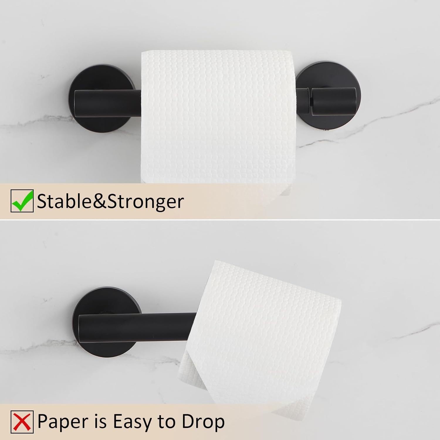 BGL Toilet Paper Holder Black Wall Mount, Bathroom Toilet Paper Holder Matte Black SUS 304 Stainless Steel, Double Post Pivoting Toilet Paper Roll Holder for Bathroom RV