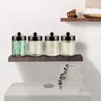 Amolliar Sage Green Qtip Holder, Glass Apothecary Jar Metal Lid & Stickers, Bathroom Qtip Holder Storage Canister, Farmhouse Decor for Cotton Balls, Swabs, Makeup Pads, Bath Salt, Floss, ORB 4 Pack