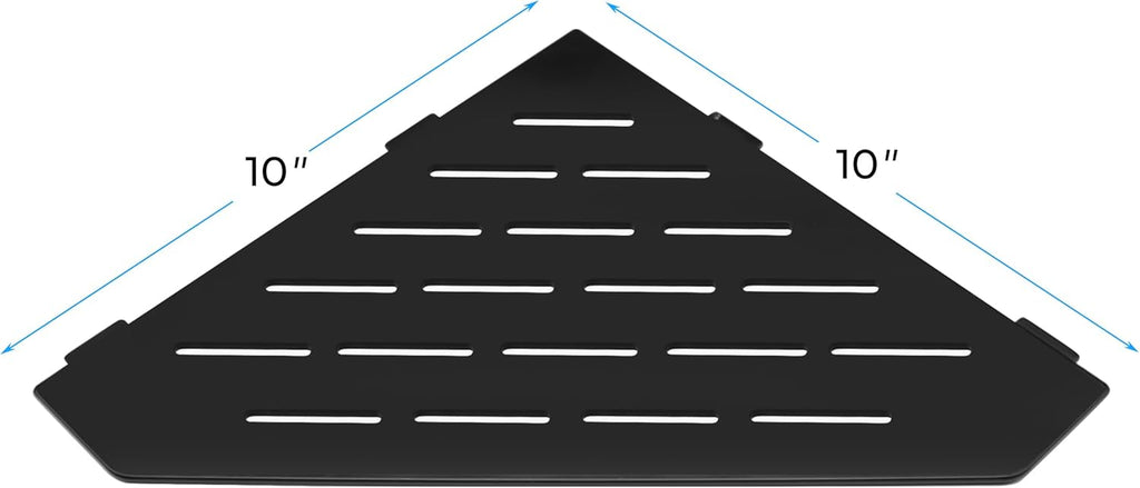 FerdY 2-Pack 10" Matte Black Recessed Corner Shower Shelf, for Tiled Bathroom Walls, 304 Stainless Steel Floating Shelf, Shower Caddy Storage Shelves, No Drilling Required, Striped Diamond
