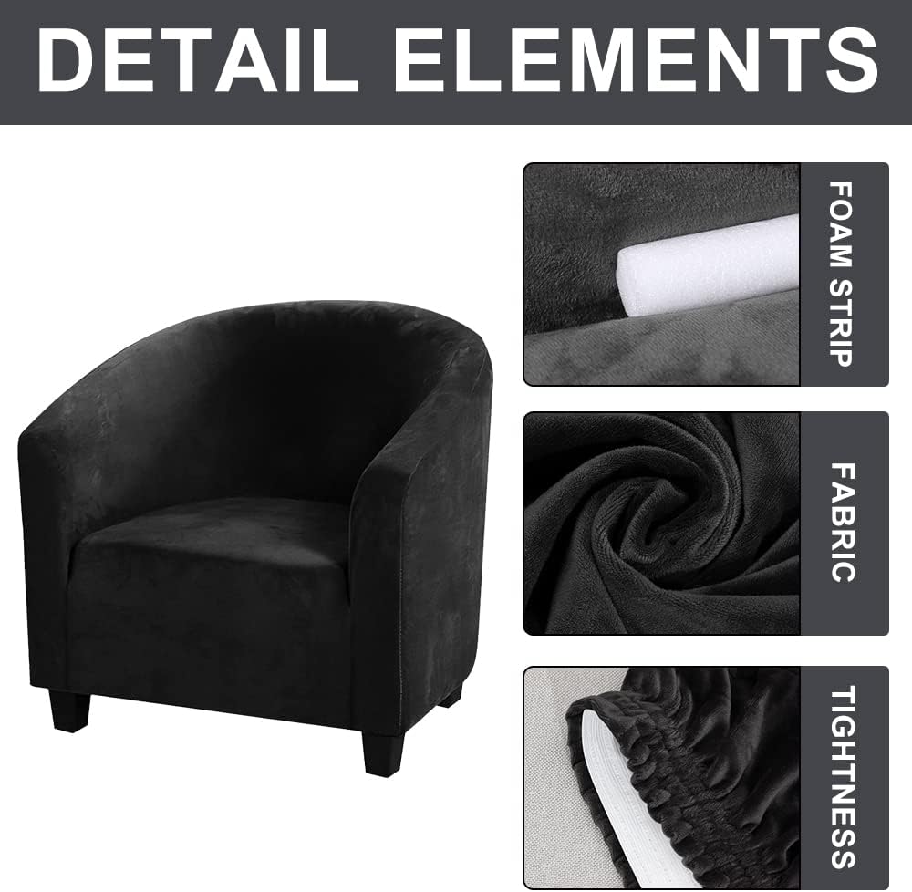 MIFXIN Tub Chair Slipcover 1 Piece Velvet High Stretch Club Chair Cover Spand...