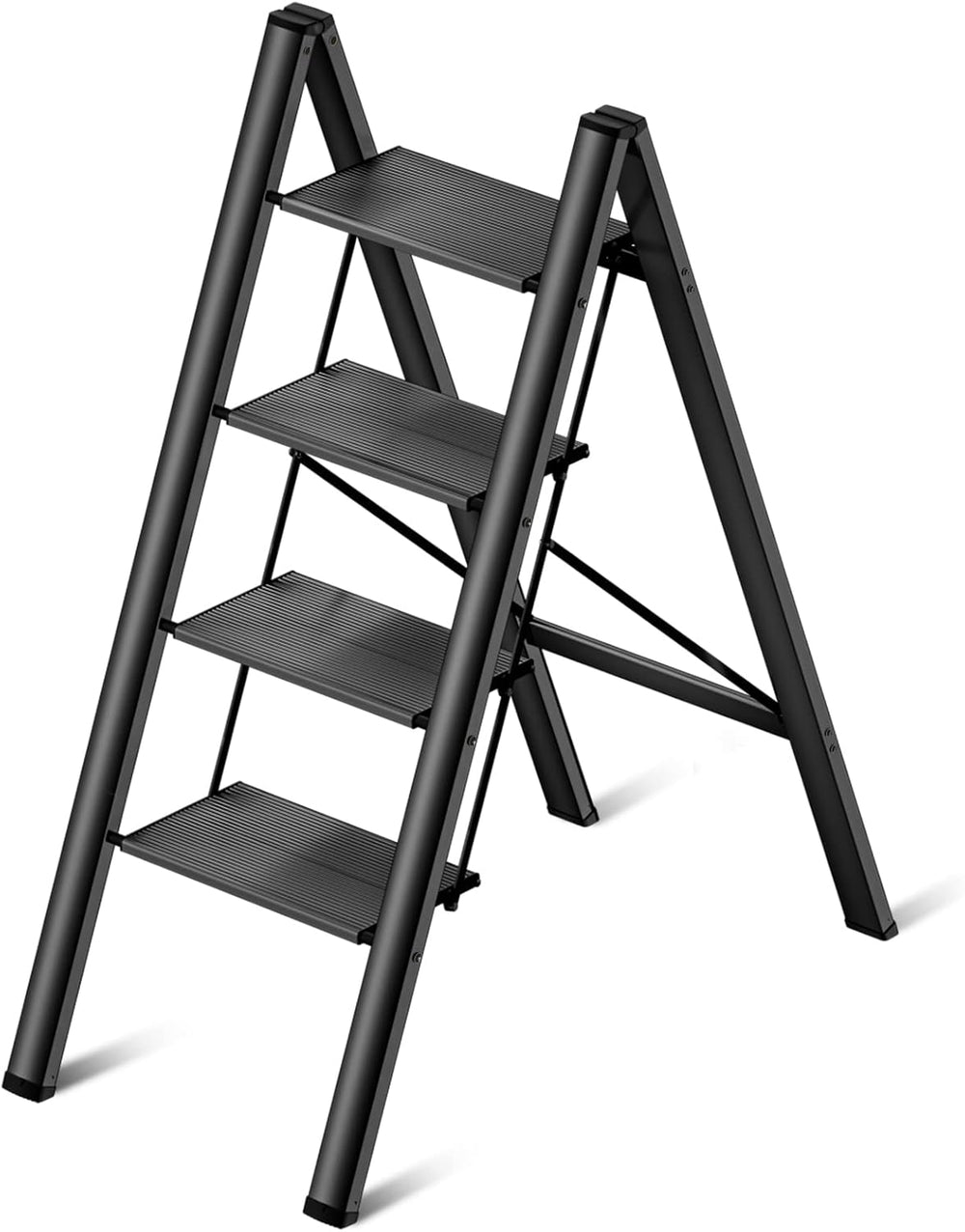 4 Step Ladder Foldable Step Stool, Aluminum Stepping Stools for Adults, Wide ...