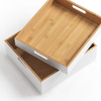 Zeller White Bamboo Storage Box, White, ca. 30 x 27 x 10,5 cm