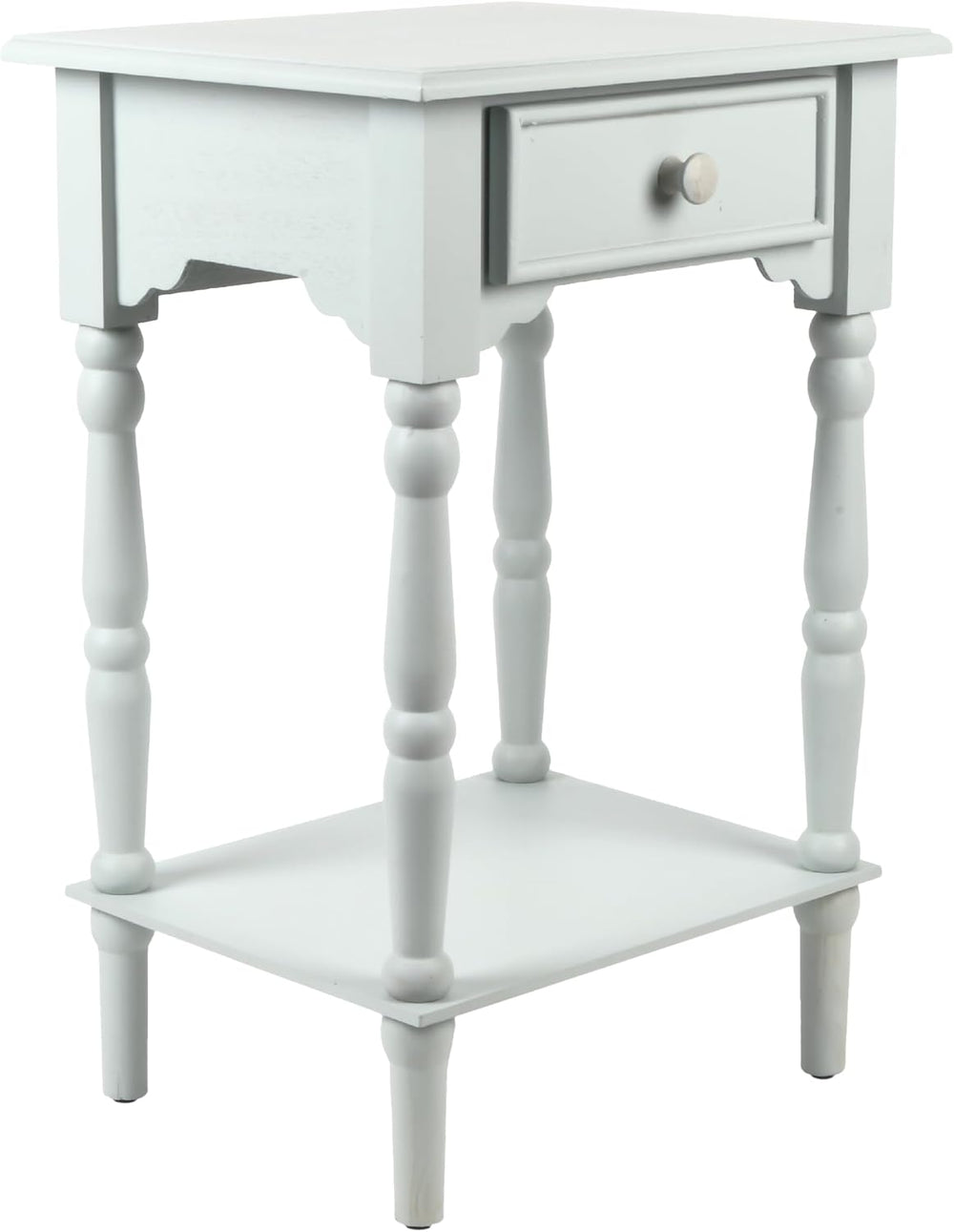 Decor Therapy Jane Nightstand Side Table with a Drawer, Shelf, Traditional De...