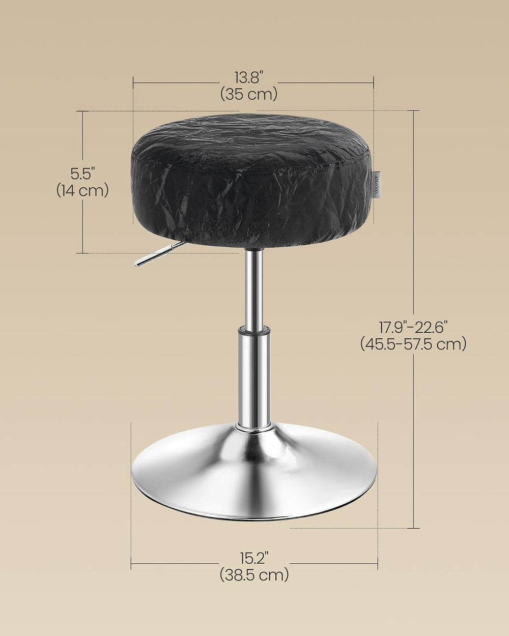 VASAGLE Adjustable Bar Stool, 360° Swivel, PU Leather, Thick Cushion, for Kit...