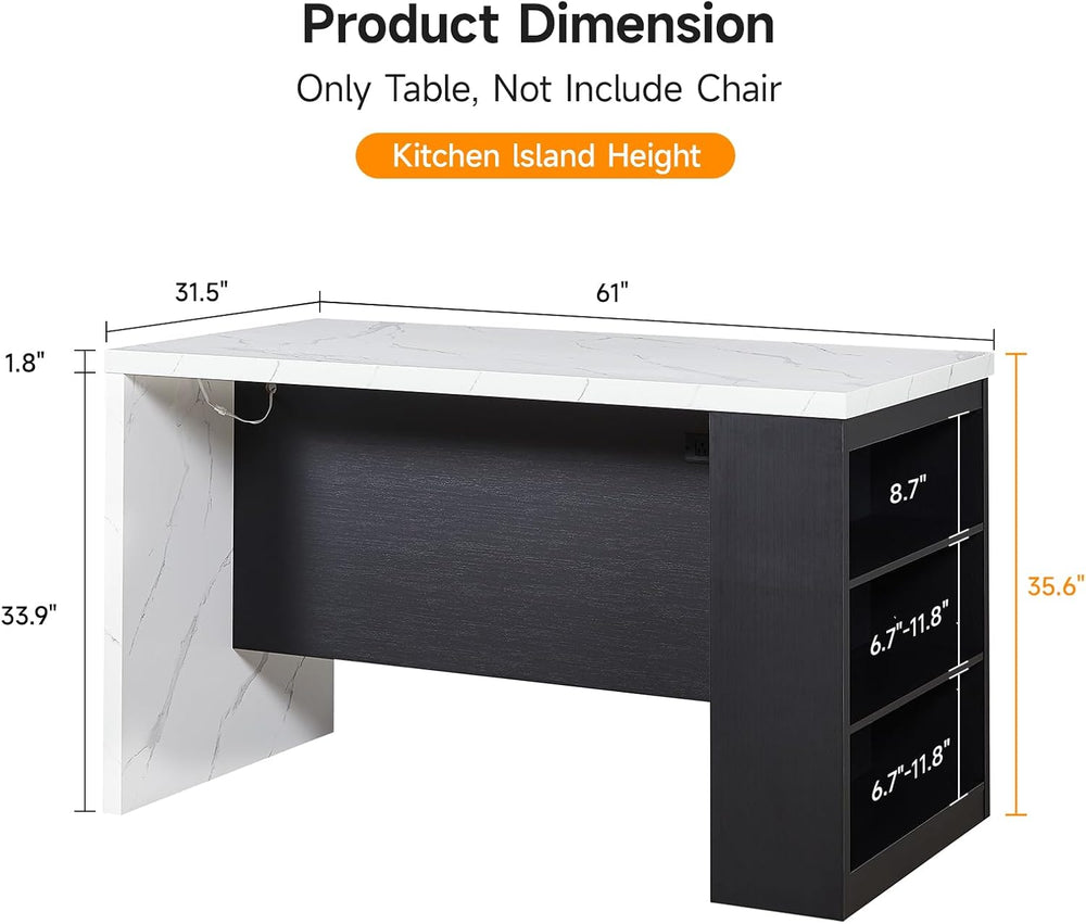 ONBRILL 61 x 31 Inch Whole Board of Tabletop Kitchen Island Table with Storag...