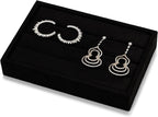 Oirlv 3 Slots Velvet Small Ring Organizer Earrings Trays Showcase Display Storage Insert Holder for Jewelry Box, Drawer, Dresser(Black,M)