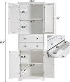 67" Tall Kitchen Pantry Cabinet with Glass Doors, Drawers & Adjustable Shelves, Storage Cabinet for Kitchen, Bathroom, Dining Room